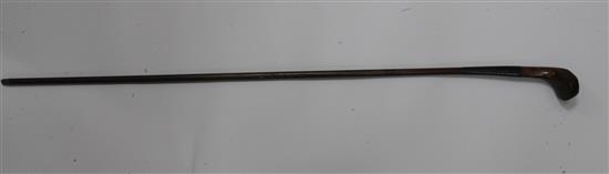 A late 19th century mahogany Sunday golf club walking stick, length 35.5in